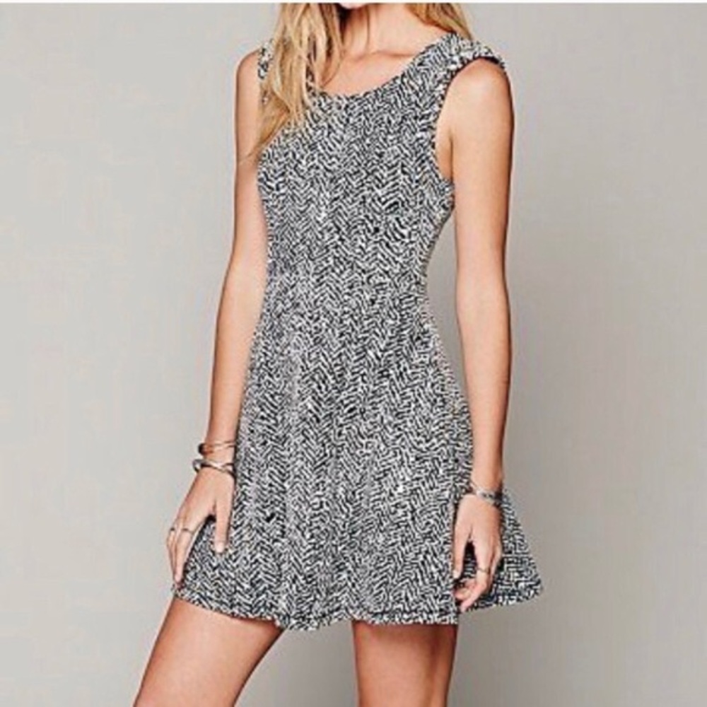 Free People black & white embellished skater dress
